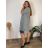 Šaty košile prodloužená 3/4 dlouhý rukáv dámské nadrozměr JANET  (44/46/48 ONE SIZE) ITALSKÁ MODA  IM421400/DU 44/46/48 tmavě modrá