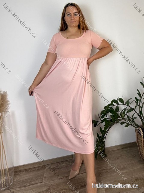 Šaty dlouhé volnočasové letní krátký rukáv dámské nadrozměr NINA (42/44/46 ONE SIZE) ITALSKÁ MÓDA IM425482/DU
