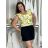 Tílko s volánem citronky lemon, puntík a květované krátký rukáv dámské nadrozměr SENDY (M/L/XL ONE SIZE) ITALSKÁ MÓDA IMM25M7751