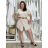 Šaty s opaskom letné mušelínové krátky rukáv dámske AIDA  (S/M/L ONE SIZE) TALIANSKA MÓDA IM424370/DU S/M/L béžová