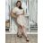 Šaty s opaskom letné mušelínové krátky rukáv dámske AIDA  (S/M/L ONE SIZE) TALIANSKA MÓDA IM424370/DU S/M/L béžová