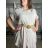 Šaty s opaskom letné mušelínové krátky rukáv dámske AIDA  (S/M/L ONE SIZE) TALIANSKA MÓDA IM424370/DU S/M/L béžová