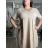 Šaty krátké bavlněné letní mušelín krátký rukáv dámské LOLA (S/M/L ONE SIZE) ITALSKÁ MÓDA IMD25041/DU S/M/L béžová