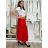 Sukně dlouhá skládaná s páskem dámská BARARA (S/M/L ONE SIZE) ITALSKÁ MÓDA IM425251/DU S/M/L červená