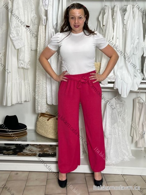Kalhoty dlouhé letní dámské BETA (S/M/L ONE SIZE) ITALSKÁ MÓDA IM425463