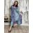 Šaty dlouhé letní dlouhý rukáv dámské LAJLA (S/M/L ONE SIZE) INDICKÁ MÓDA IMWKA25HE309G-5/DU S/M/L modrá