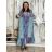 Šaty dlouhé letní dlouhý rukáv dámské LAJLA (S/M/L ONE SIZE) INDICKÁ MÓDA IMWKA25HE309G-5/DU S/M/L modrá