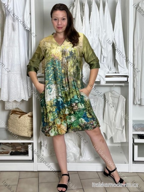 Šaty letní 3/4 rukáv oversize dámské AMELIA (S/M/L ONE SIZE) ITALSKÁ MÓDA IMPEM25CA2800/DU