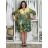 Šaty letné 3/4 rukáv oversize dámske AMELIA (S/M/L ONE SIZE) TALIANSKA MÓDA IMPEM25CA2800/DU S/M/L zelená khaki