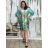 Šaty letní 3/4 rukáv oversize dámské AMELIA (S/M/L ONE SIZE) ITALSKÁ MÓDA IMPEM25CA2800/DU S/M/L zelená