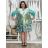 Šaty letní 3/4 rukáv oversize dámské AMELIA (S/M/L ONE SIZE) ITALSKÁ MÓDA IMPEM25CA2800/DU S/M/L zelená