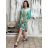 Šaty letní 3/4 rukáv oversize dámské AMELIA (S/M/L ONE SIZE) ITALSKÁ MÓDA IMPEM25CA2800/DU S/M/L zelená
