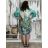 Šaty letní 3/4 rukáv oversize dámské AMELIA (S/M/L ONE SIZE) ITALSKÁ MÓDA IMPEM25CA2800/DU S/M/L zelená