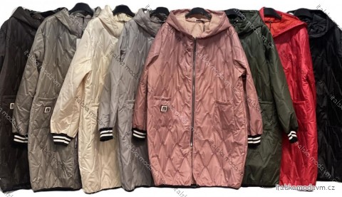 Bunda podzimní s kapucí na zip dlouhý rukáv dámská nadrozměr (50/52/54 ONE SIZE) ITALSKÁ MÓDA IMC25344