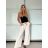 Kalhoty dlouhé letní s páskem dámské (S/M/L ONE SIZE) ITALSKÁ MÓDA IMM25M12297