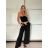 Kalhoty dlouhé letní s páskem dámské (S/M/L ONE SIZE) ITALSKÁ MÓDA IMM25M12297