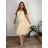 Šaty mušelínové krátky rukáv dámske nadrozmer (54/56/58 ONE SIZE) TALIANSKA MÓDA IMWEC24186/DR -   béžová -   56/58