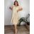Šaty mušelínové krátky rukáv dámske nadrozmer (54/56/58 ONE SIZE) TALIANSKA MÓDA IMWEC24186/DR -   béžová -   56/58