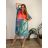 Šaty dlhé košeľové 3/4 dlhý rukáv dámske nadrozmer (56/58 ONE SIZE) TALIANSKA MÓDA IMWGS24535-B/DR -   modrá -   56/58