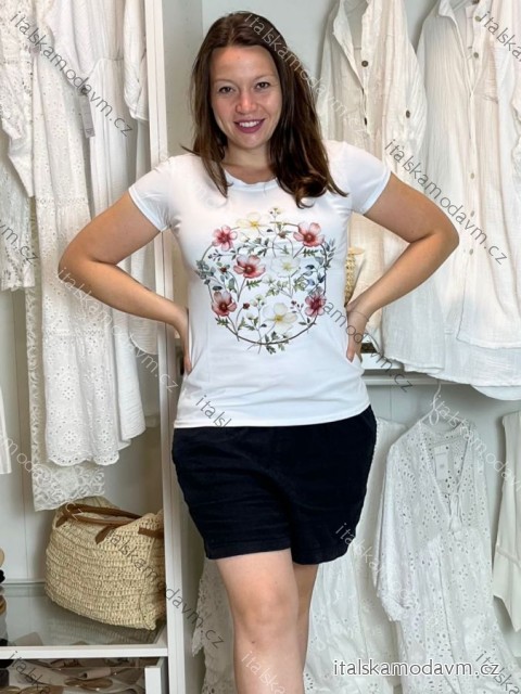 Tričko krátký rukáv dámské LUCY (S/M/L ONE SIZE) ITALSKÁ MÓDA IMM25M299H-2/DU S/M/L bílá