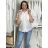Košile oversize 3/4 dlouhý rukáv lněná dámská PAGE(S/M/L ONE SIZE) ITALSKÁ MÓDA IMWAD25936/DU béžová S/M/L