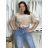 Košile oversize 3/4 dlouhý rukáv lněná dámská PAGE(S/M/L ONE SIZE) ITALSKÁ MÓDA IMWAD25936/DU béžová S/M/L