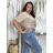 Košile oversize 3/4 dlouhý rukáv lněná dámská PAGE(S/M/L ONE SIZE) ITALSKÁ MÓDA IMWAD25936/DU béžová S/M/L