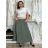 Sukně s páskem mušelín dlouhá dámská MELANI (S/M/L ONE SIZE) ITALSKá MóDA IMSM241119/DU S/M/L zelená khaki
