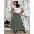 Sukně s páskem mušelín dlouhá dámská MELANI (S/M/L ONE SIZE) ITALSKá MóDA IMSM241119/DU S/M/L zelená khaki