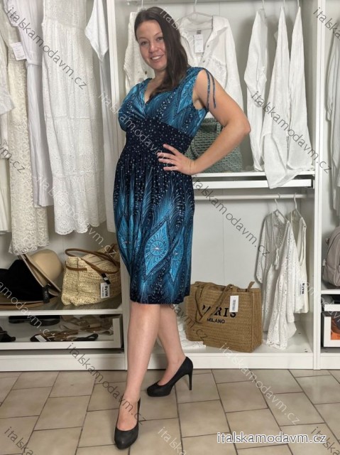 Šaty letní icecool bez rukávu dámské nadrozměr (M/L - XL/XXL ONE SIZE) ITALSKÁ MÓDA IMBM259111/DUR M/L tyrkysová