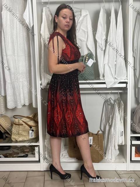 Šaty letní icecool bez rukávu dámské nadrozměr (M/L - XL/XXL ONE SIZE) ITALSKÁ MÓDA IMBM259111/DUR XL/2XL červená