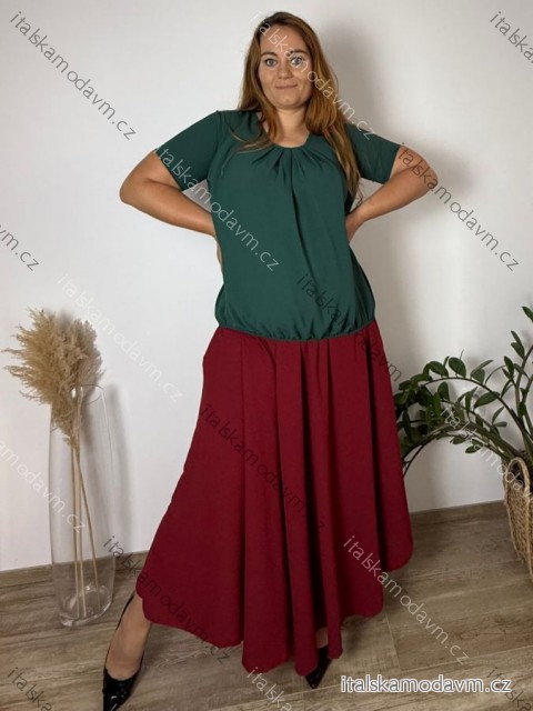 Tunika oversize krátky rukáv dámska nadrozměr GITA (48/50/52 ONE SIZE) TALIANSKA MÓDA IM425314/DU  tmavo smaragdová