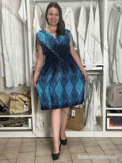 Šaty letné icecool bez rukávu dámske nadrozmer (M/L - XL/XXL ONE SIZE) TALIANSKA MÓDA IMBM259111/DUR XL/2XL tyrkysová