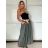 Sukně dlouhá s páskem dámská (S/M/L ONE SIZE) ITALSKÁ MÓDA IMM25M7755/DU -   Černá -   S/M/L