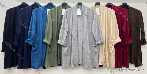 Cardigan bavlnený s vreckami dlhý rukáv dámsky nadrozmer (48/50/52 ONE SIZE) TALIANSKA MÓDA IM425549