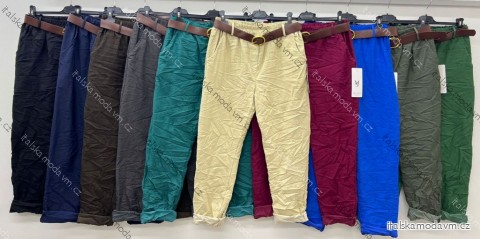 Nohavice plátené s opaskom dámske nadrozmer (46/48/50 ONE SIZE) TALIANSKA MÓDA IM425553