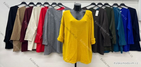 Sveter úpletový tenký dlhý rukáv dámsky nadrozmer (54/56/58 ONE SIZE) TALIANSKA MÓDA IM425558
