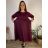 Šaty dlouhé volnočasové dlouhý rukáv dámské nadrozměr (46/48/50 ONE SIZE) ITALSKÁ MÓDA IMSM251126/DU 46/48/50 vínová