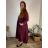 Šaty dlouhé volnočasové dlouhý rukáv dámské nadrozměr (46/48/50 ONE SIZE) ITALSKÁ MÓDA IMSM251126/DU 46/48/50 vínová