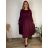 Šaty dlouhé volnočasové dlouhý rukáv dámské nadrozměr (46/48/50 ONE SIZE) ITALSKÁ MÓDA IMSM251126/DU 46/48/50 vínová