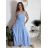 Šaty dlouhé letní na ramínka dámské nadrozměr LEONA (M/L - XL/XXL ONE SIZE) IMWGD25V063/DR světle modrá XL/2XL