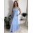 Šaty dlouhé letní na ramínka dámské nadrozměr LEONA (M/L - XL/XXL ONE SIZE) IMWGD25V063/DR světle modrá XL/2XL