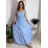 Šaty dlouhé letní na ramínka dámské nadrozměr LEONA (M/L - XL/XXL ONE SIZE) IMWGD25V063/DR světle modrá XL/2XL
