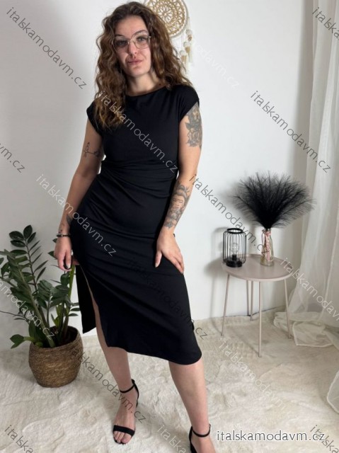 Šaty dlhé elegantný letný krátky rukáv dámske RAVEN (XS/S/M ONE SIZE) TALIANSKA MÓDA IMWHD252152/DUR