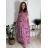 Šaty letní krátký rukáv dámské FLORA (S/M/L ONE SIZE) ITALSKÁ MÓDA IMSM25019-1/DUR růžová S/M/L