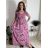 Šaty letní krátký rukáv dámské FLORA (S/M/L ONE SIZE) ITALSKÁ MÓDA IMSM25019-1/DUR růžová S/M/L