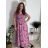Šaty letní krátký rukáv dámské FLORA (S/M/L ONE SIZE) ITALSKÁ MÓDA IMSM25019-1/DUR růžová S/M/L