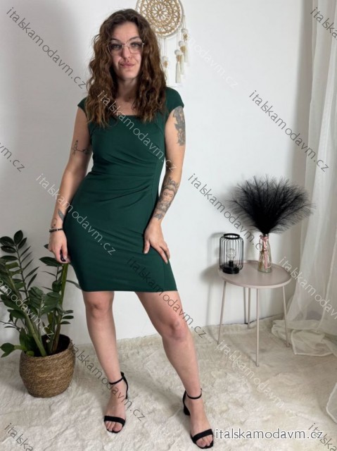 Šaty pouzdrové společenské elegantní bez rukávů dámské (S-XL) ITALSKÁ MÓDA IMM22Q51239 /DURsmaragdová XL