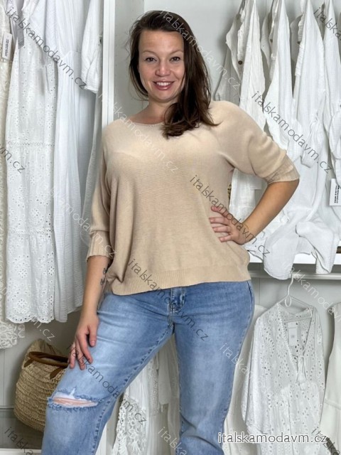 Svetr úpletový 3/4 dlouhý rukáv dámské AMALIA (M/L/XL ONE SIZE) ITALSKÁ MÓDA IM5251116/DU M/L/XL béžová