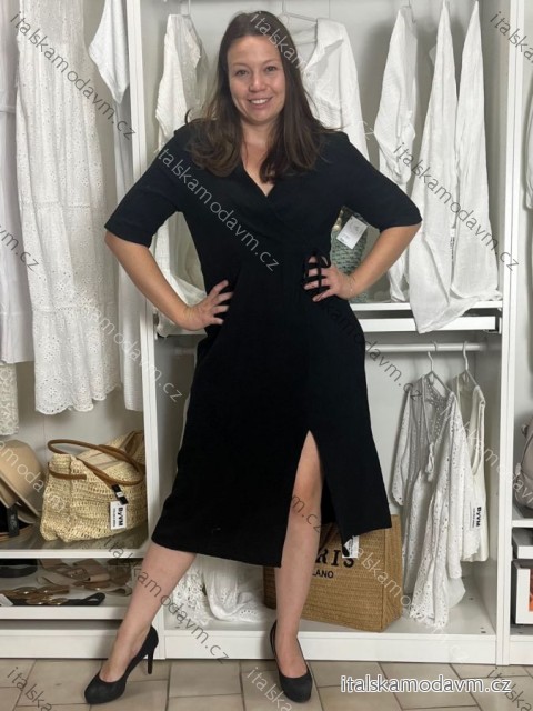 Šaty letné mušelínové krátky rukáv dámske JANET (S/M/L ONE SIZE) TALIANSKA MÓDA IMWGS232579/DU